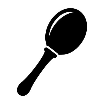 Single black maraca musical instrument silhouette on, simple and minimalist design on a transparent background