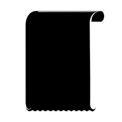 Black and illustration of a scrollwith curly edges and a simple design on a transparent background