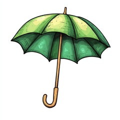 A vibrant green umbrella design, perfect for colorful illustrations in crafts, art projects, or as a playful weather-themed graphic.