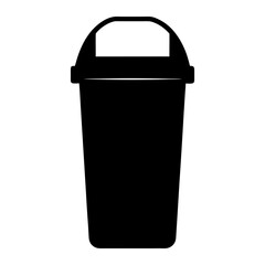 Black silhouette of a plastic container withhandle against a ideal for disposal on a transparent background