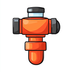 Illustration of a valve in vibrant orange color, showcasing industrial design and functionality in engineering applications.