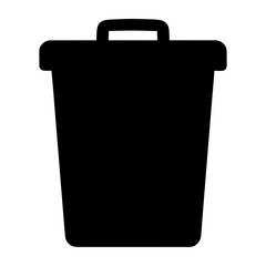 Simple black trash can icon representing wastedisposal and deletion clean on a transparent background