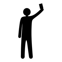 Silhouette of person raising hand with a card or object, on a transparent background