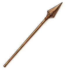 A detailed illustration of a traditional spear, showcasing its artistic craftsmanship and cultural significance.