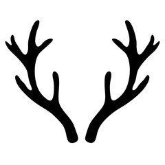 Silhouette of deer antlers,a symbol for holiday season and nature on a transparent background