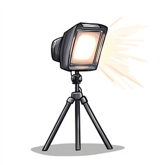 A sleek illustration of a studio spotlight on a tripod, ideal for creative projects and lighting design concepts.