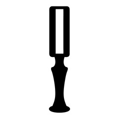 Black rubber stamp with ornamental handleand rectangular imprint area on a on a transparent background
