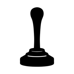 Black silhouette of a lever switch witha bulbshaped handle and a decorative base on a transparent background