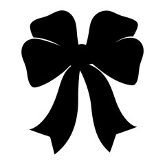Stylish Black Ribbon Silhouette with Flowing Tailsand Graceful Loops on a on a transparent background