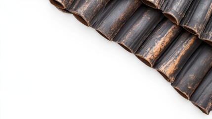 Detail of rustic corrugated metal roofing showing wear and texture from years of weather exposure