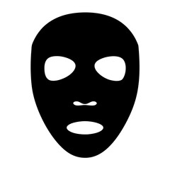 A simple graphic of a black mask with facial features cut out,against a on a transparent background