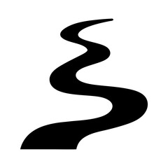 Abstract Illustration of a Winding Black Roador River Path on a on a transparent background