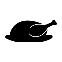 Silhouette of a roasted turkey ona plate representing Thanksgiving or festive meal on a transparent background