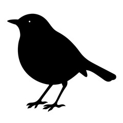 Silhouette of a Small Bird inBlack and Against a Plain on a transparent background