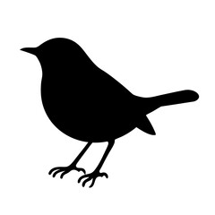 Elegant Black Bird Silhouette Perched in Profile,Against a Clean Backdrop on a transparent background