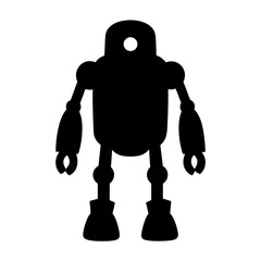 Silhouette of Retro Robot with RoundedBody and Simple Design on on a transparent background