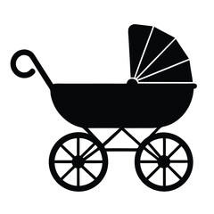 baby carriage on white background