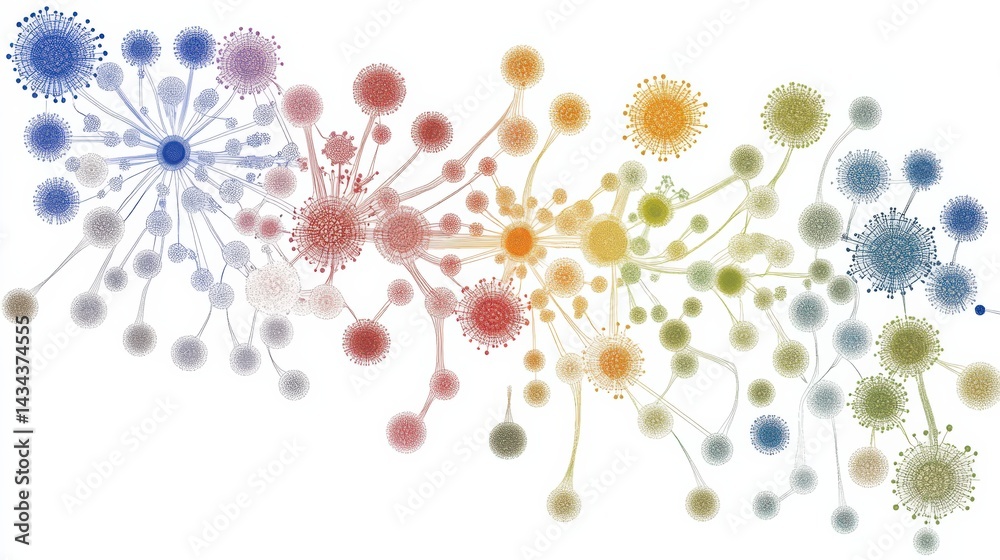 Poster colorful abstract network connection visualization in soft gradient design