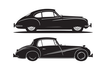 Obraz premium Classic Vintage Car Silhouette Vector Set Retro Automobile Clipart Design