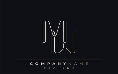 MW Abstract Line Style Logo. Minimalist Design Featuring the Letters M and W Abstract Line Style
