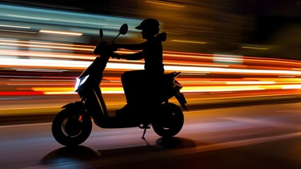 Electric scooter silhouette with motion blur lines