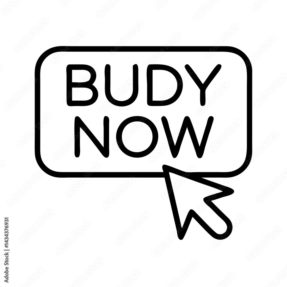 Fototapete Budy now click cursor pointer button vector illustration budy now click cursor pointer button vector
