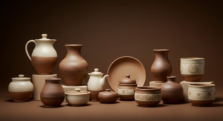 Handcrafted ceramic collection display