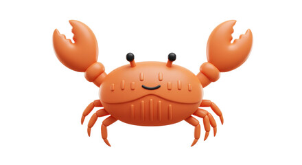 Isolated Cartoon Crab with Big Claws
