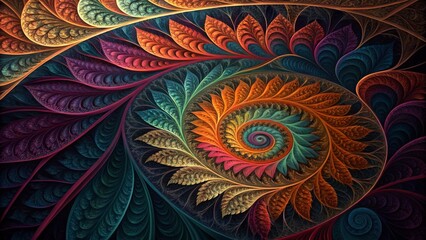 Spiral Leaf Fractal, Dynamic Color ,Abstract ,Fractal art