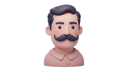 Isolated Cartoon Man with Mustache Avatar