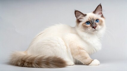 Birman Cat on studio background
