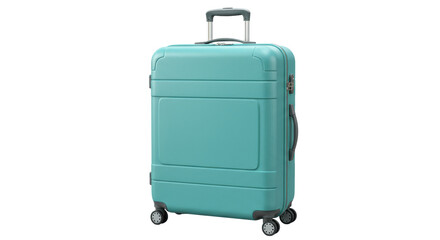 Isolated Turquoise Rolling Suitcase with Handle