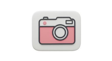Isolated Pink Camera Icon with Rounded Square Shape