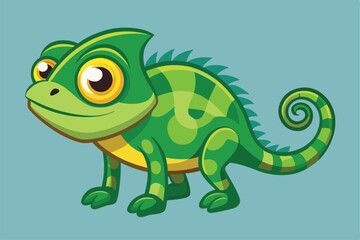 Naklejka premium Cartoon Style Chameleon Vector Illustrations