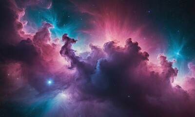 Obraz premium Colorful Cosmic Nebula with Stars
