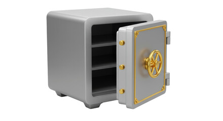 Obraz premium Isolated Open Safe with Empty Shelves