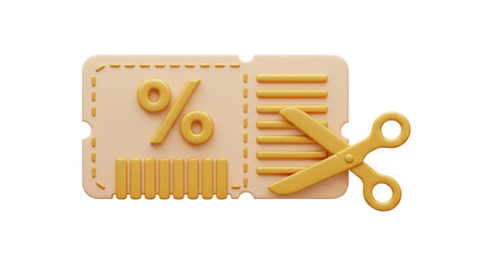 Isolated Discount Coupon with Scissors Icon