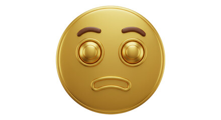 Isolated Golden Sad Emoji with Wide Eyes