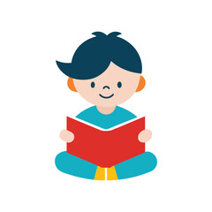 Kid Reading Book Concept Vector Illustration