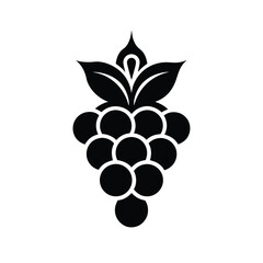 Minimalist Grape Cluster Black and White Illustration