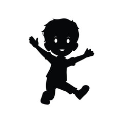 Silhouette of Cute Boy Jumping Vector Illustration