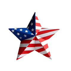 star american flag star shape and independence day democracy patriotism isolated on transparent background PNG file.