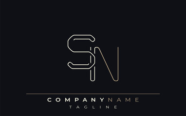 SN Abstract Line Style Logo. Minimalist Design Featuring the Letters S and N Abstract Line Style