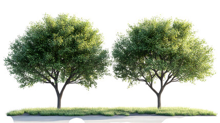 Fototapeta premium Isolated small street trees with green leaves, ideal for architectural rendering
