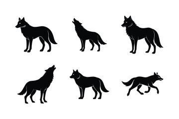 Black Vector Wolf Howl Scene