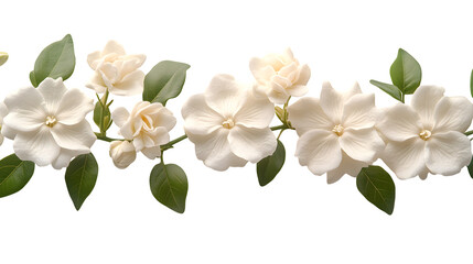 Obraz premium Jasmine flower in full detail with single stem, symbolic and clean, isolated on white background
