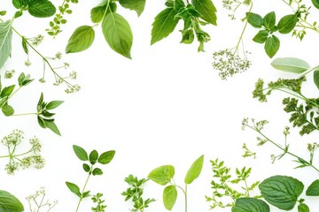 Herbs arrangement against white backdrop