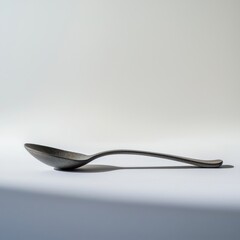 Metal Spoon Casting a Shadow on a White Surface Lit by Soft Sunlight for a Minimalist Still Life