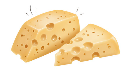 Isolated Cheese Cubes and Slice Illustration