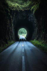 Fototapeta premium Road Through Dark Tunnel